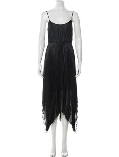 Pre-owned Allsaints V-neck Midi Length Dress In Black