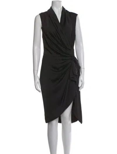 Pre-owned Allsaints V-neck Midi Length Dress In Black