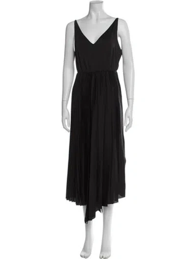 Pre-owned Allsaints V-neck Midi Length Dress In Black
