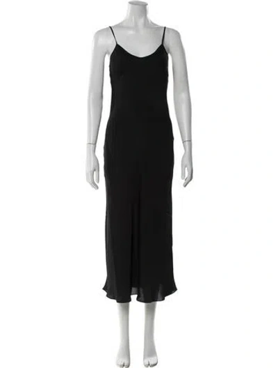 Pre-owned Allsaints V-neck Midi Length Dress In Black