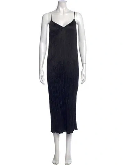Pre-owned Allsaints V-neck Midi Length Dress In Black