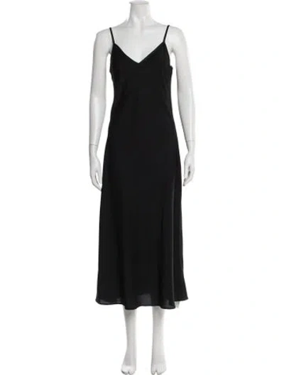 Pre-owned Allsaints V-neck Midi Length Dress In Black