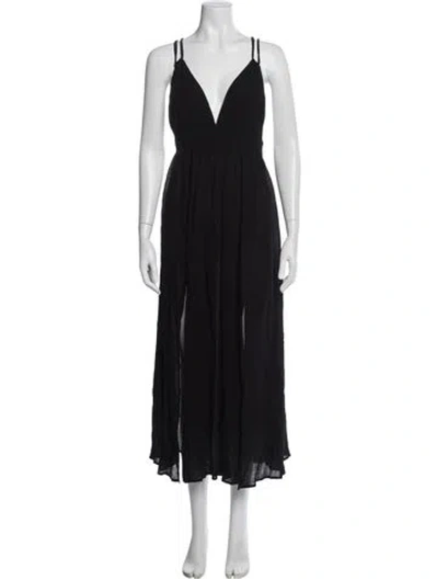 Pre-owned Allsaints V-neck Midi Length Dress In Black