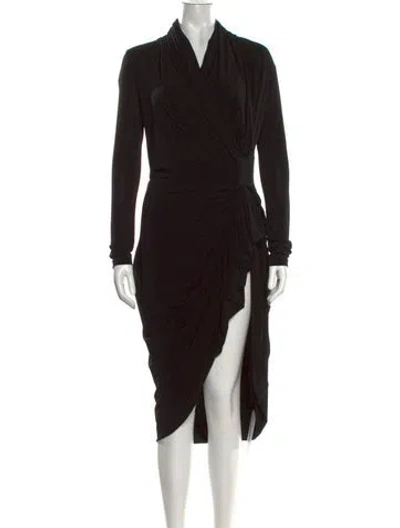 Pre-owned Allsaints V-neck Midi Length Dress In Black