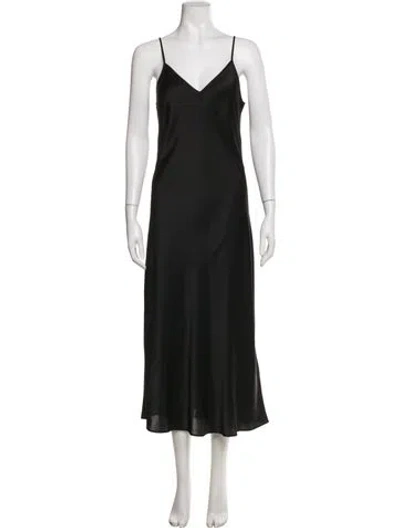 Pre-owned Allsaints V-neck Midi Length Dress In Black