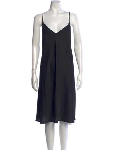 Pre-owned Allsaints V-neck Midi Length Dress In Black
