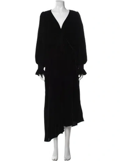 Pre-owned Allsaints V-neck Midi Length Dress In Black