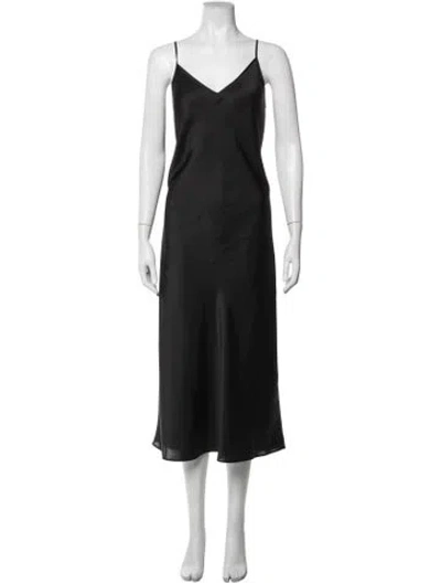 Pre-owned Allsaints V-neck Midi Length Dress In Black