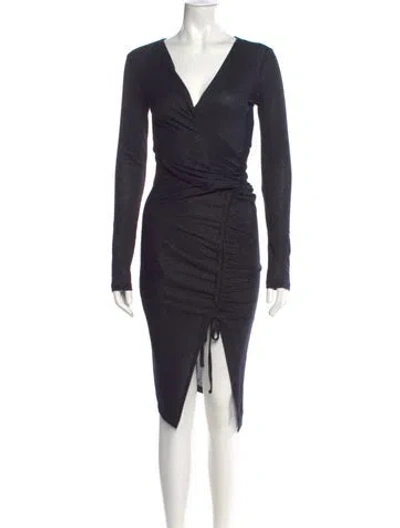 Pre-owned Allsaints V-neck Midi Length Dress In Blue