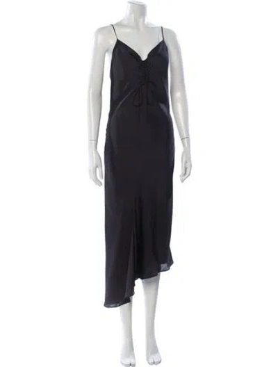 Pre-owned Allsaints V-neck Midi Length Dress In Blue