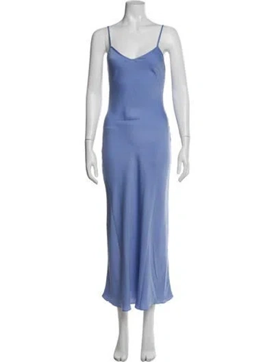 Pre-owned Allsaints V-neck Midi Length Dress In Blue