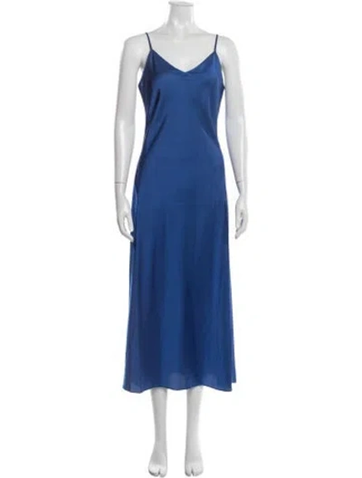 Pre-owned Allsaints V-neck Midi Length Dress In Blue
