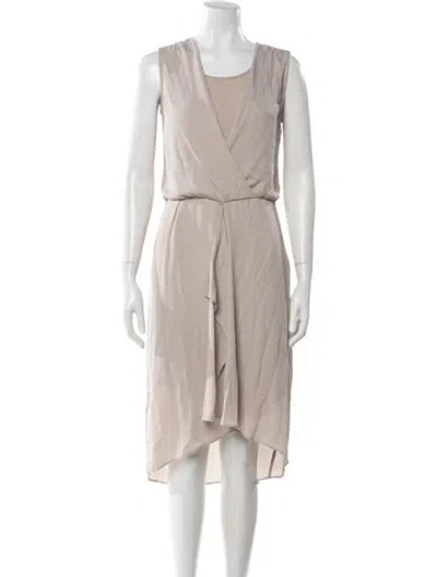 Pre-owned Allsaints V-neck Midi Length Dress In Gray