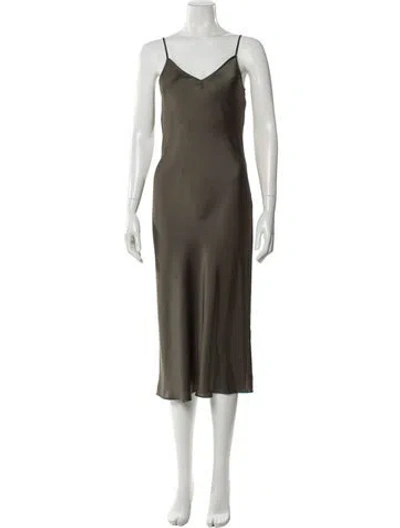 Pre-owned Allsaints V-neck Midi Length Dress In Green