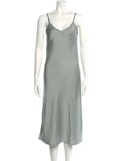 Pre-owned Allsaints V-neck Midi Length Dress In Green