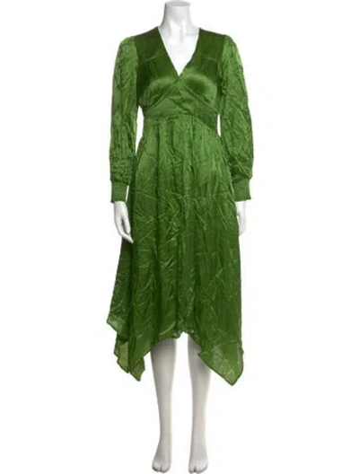 Pre-owned Allsaints V-neck Midi Length Dress In Green
