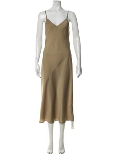 Pre-owned Allsaints V-neck Midi Length Dress In Green