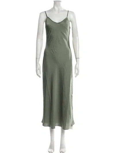 Pre-owned Allsaints V-neck Midi Length Dress In Green