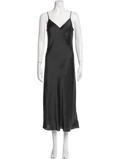 Pre-owned Allsaints V-neck Midi Length Dress In Green