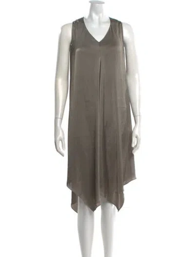 Pre-owned Allsaints V-neck Midi Length Dress In Grey