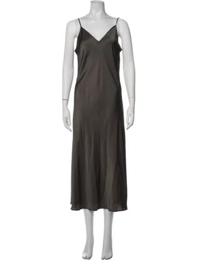 Pre-owned Allsaints V-neck Midi Length Dress In Grey