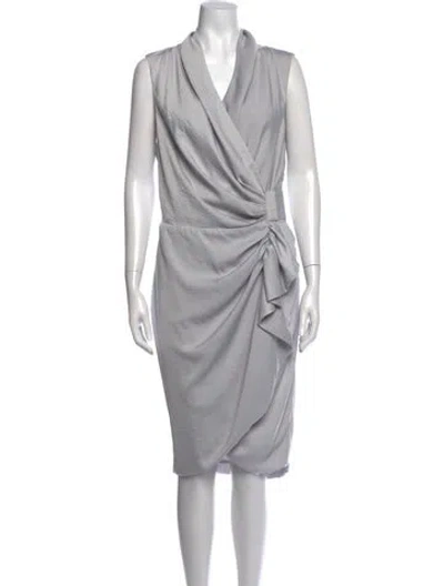 Pre-owned Allsaints V-neck Midi Length Dress In Grey