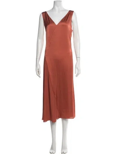Pre-owned Allsaints V-neck Midi Length Dress In Neutrals