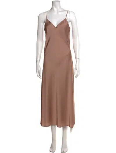Pre-owned Allsaints V-neck Midi Length Dress In Neutrals