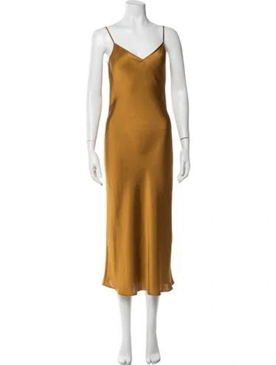 Pre-owned Allsaints V-neck Midi Length Dress In Neutrals