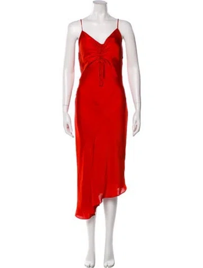 Pre-owned Allsaints V-neck Midi Length Dress In Orange