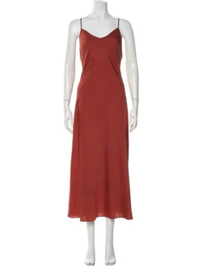 Pre-owned Allsaints V-neck Midi Length Dress In Orange