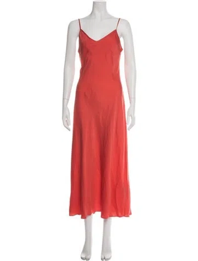 Pre-owned Allsaints V-neck Midi Length Dress In Orange