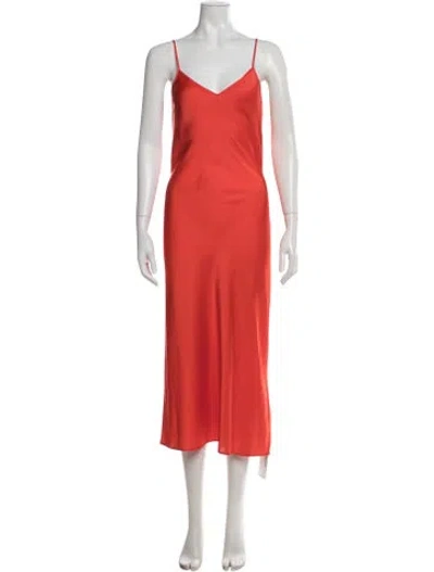 Pre-owned Allsaints V-neck Midi Length Dress In Orange