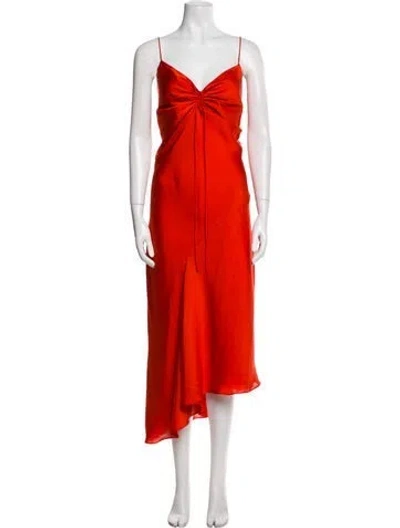 Pre-owned Allsaints V-neck Midi Length Dress W/ Tags In Orange