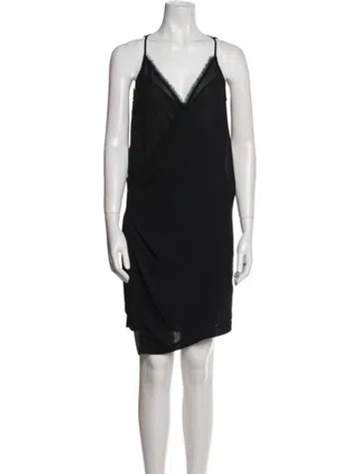 Pre-owned Allsaints V-neck Mini Dress In Black