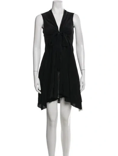 Pre-owned Allsaints V-neck Mini Dress In Black