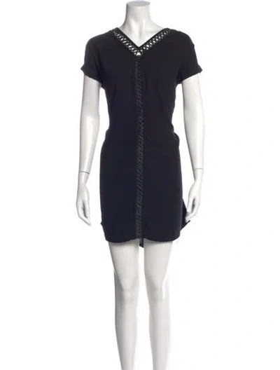 Pre-owned Allsaints V-neck Mini Dress In Black