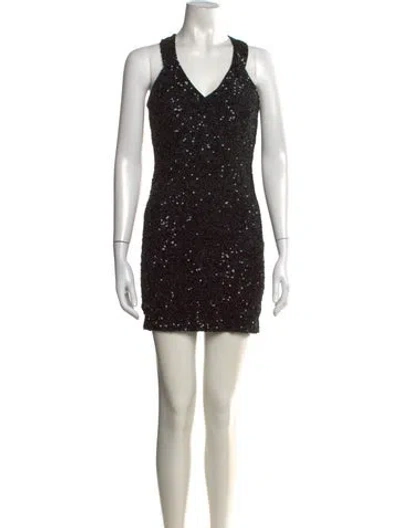 Pre-owned Allsaints V-neck Mini Dress In Black