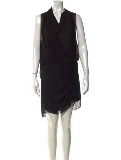 Pre-owned Allsaints V-neck Mini Dress In Black