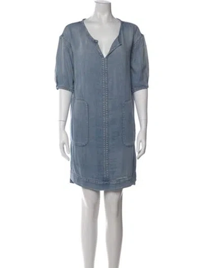 Pre-owned Allsaints V-neck Mini Dress In Blue