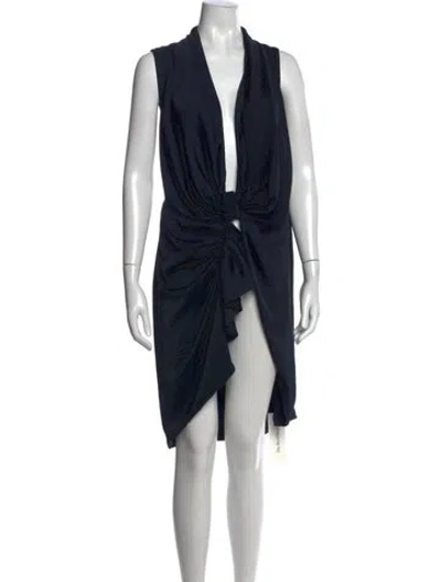 Pre-owned Allsaints V-neck Mini Dress In Blue