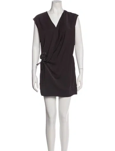 Pre-owned Allsaints V-neck Mini Dress In Brown