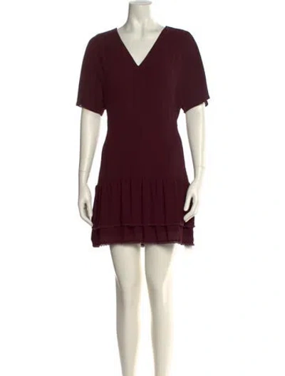 Pre-owned Allsaints V-neck Mini Dress In Burgundy