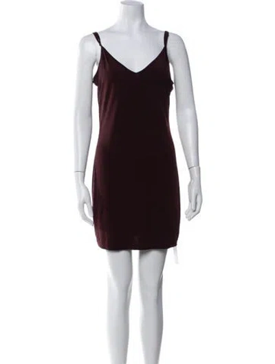 Pre-owned Allsaints V-neck Mini Dress In Burgundy