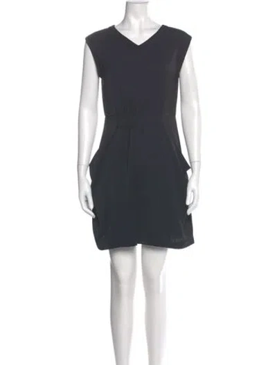 Pre-owned Allsaints V-neck Mini Dress In Gray
