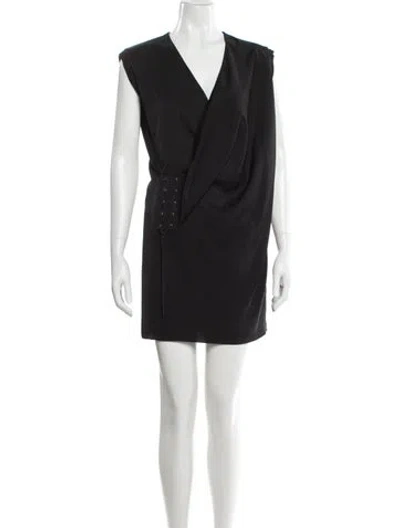 Pre-owned Allsaints V-neck Mini Dress In Gray
