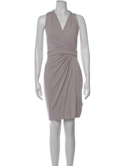 Pre-owned Allsaints V-neck Mini Dress In Gray