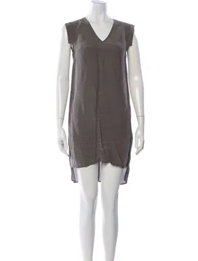 Pre-owned Allsaints V-neck Mini Dress In Gray