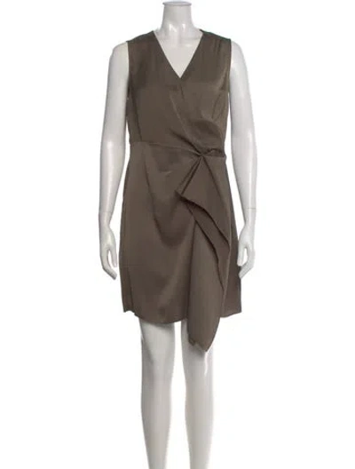 Pre-owned Allsaints V-neck Mini Dress In Green