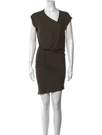 Pre-owned Allsaints V-neck Mini Dress In Green
